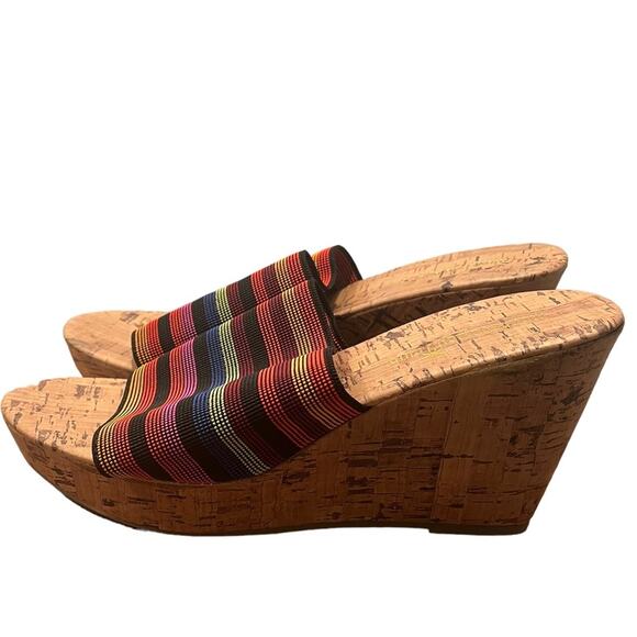 Montego Bay Club Rainbow Cork Slip On Heel Wedges Women’s 8 Shoes - Picture 4 of 6